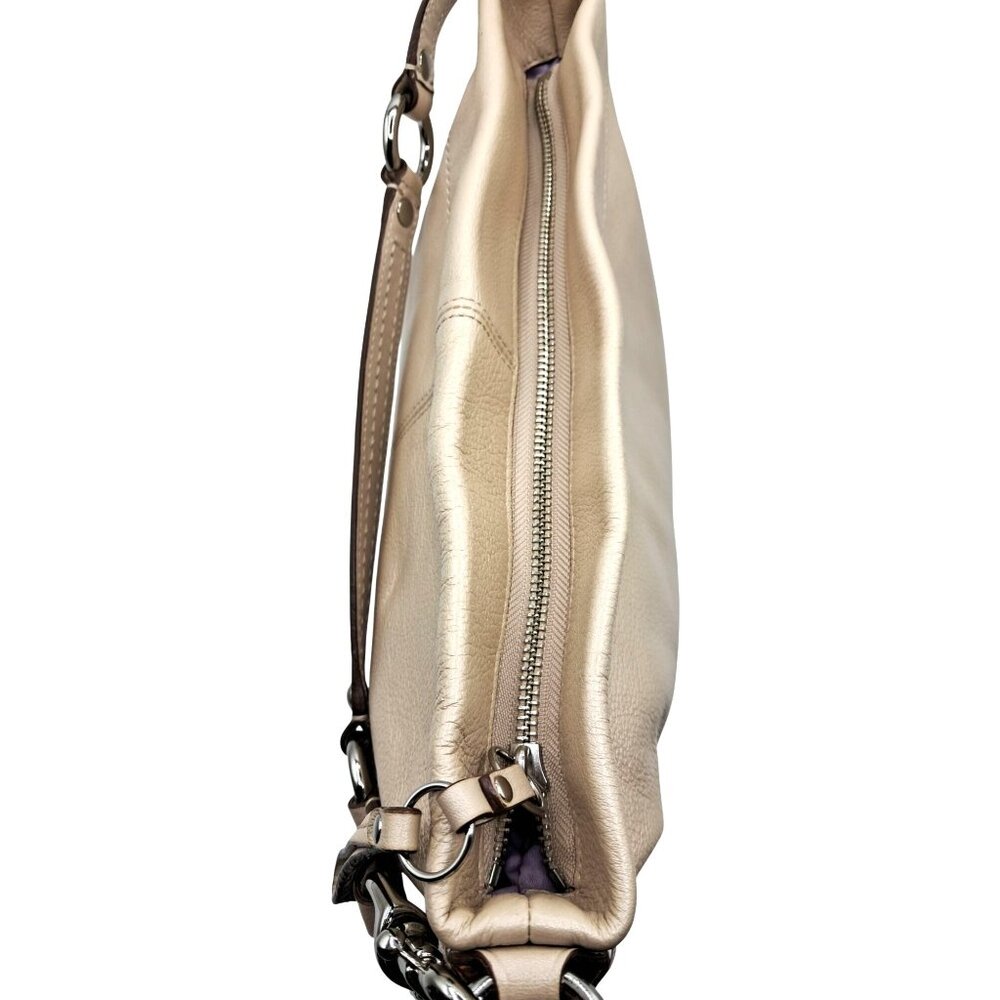 Coach Carly Bag F15251 Metallic Pearl Cream Purse Lavender Interior - Picture 11 of 16